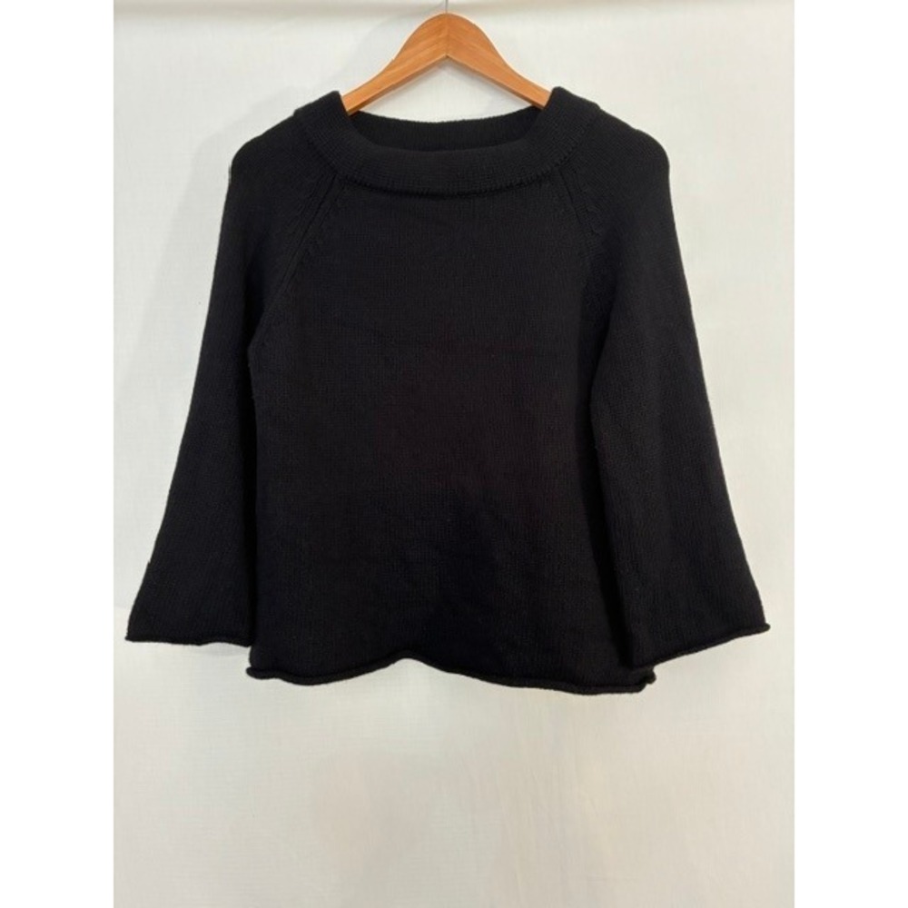 J.Crew black raglan bell sleeve roll hem sweater size medium